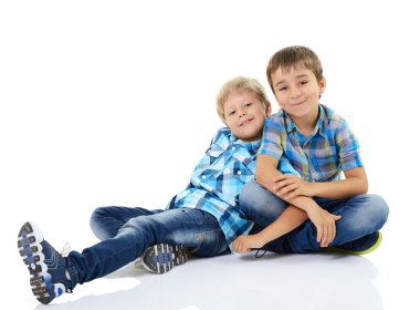 Mavi ekose desenli gömlek çocuklar