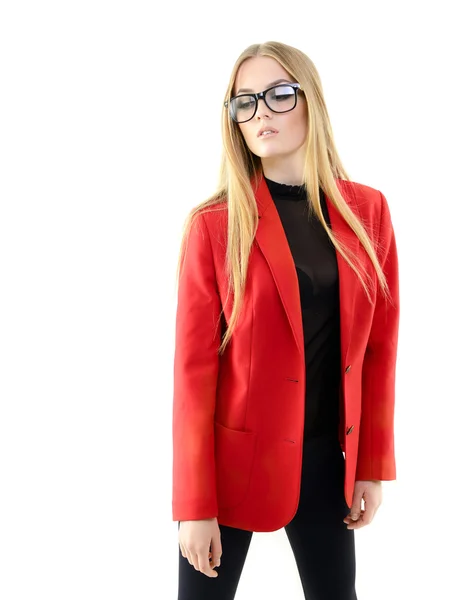 Fille de mode en veste rouge — Photo