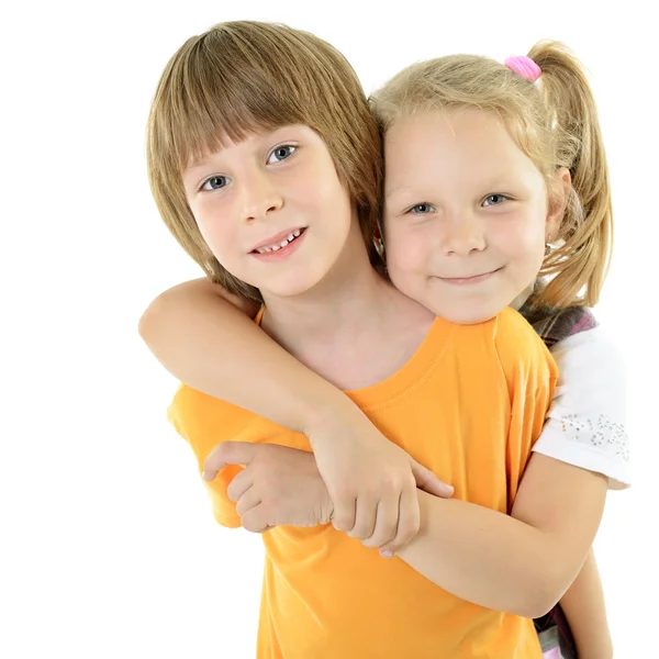 Feliz niño y niña — Foto de Stock