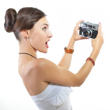 Fotoğrafçı holding retro kamera