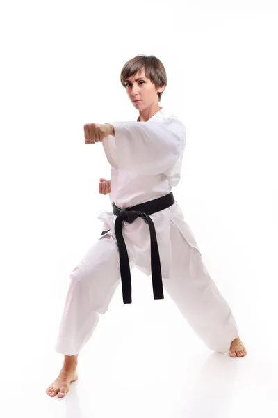 Kämpfende Karate-Frau — Stockfoto