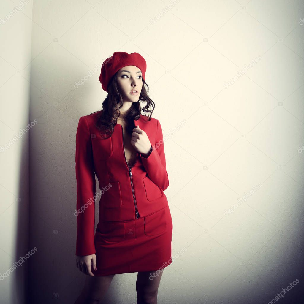 fashion girl in red suit