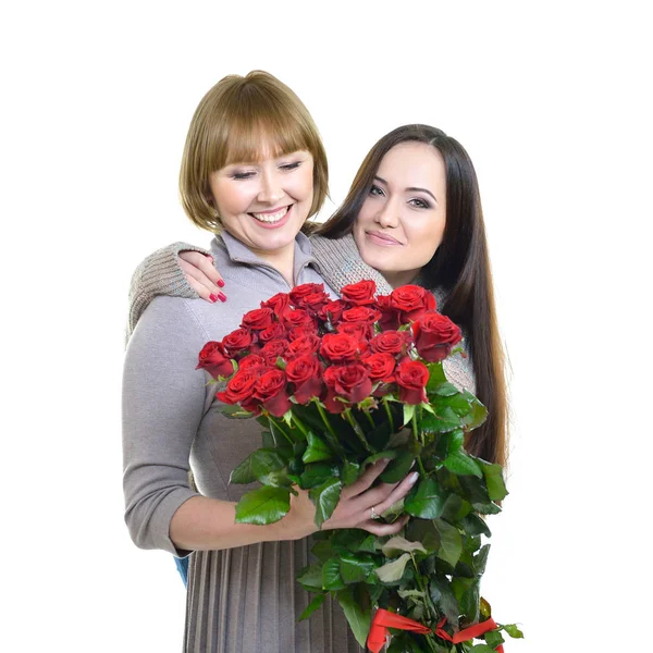 Мать и дочь с цветами — стоковое фото