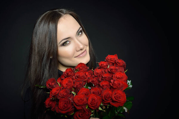 Beautiful Woman with Roses