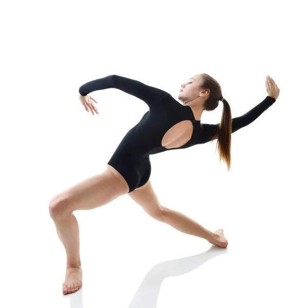 Girl in black dancing — Stock Photo, Image