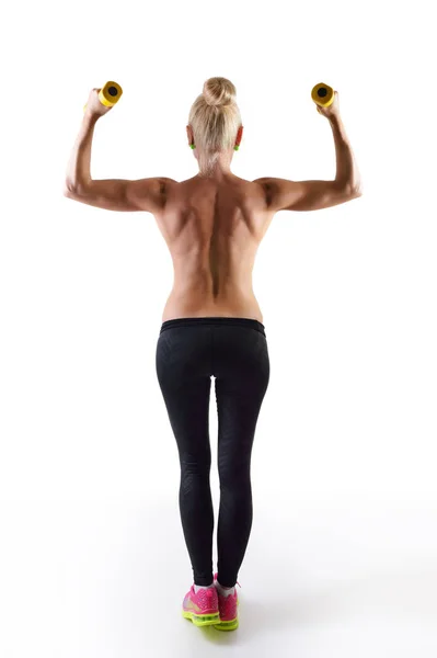 Athletic woman in black sportswear — Stock Photo, Image