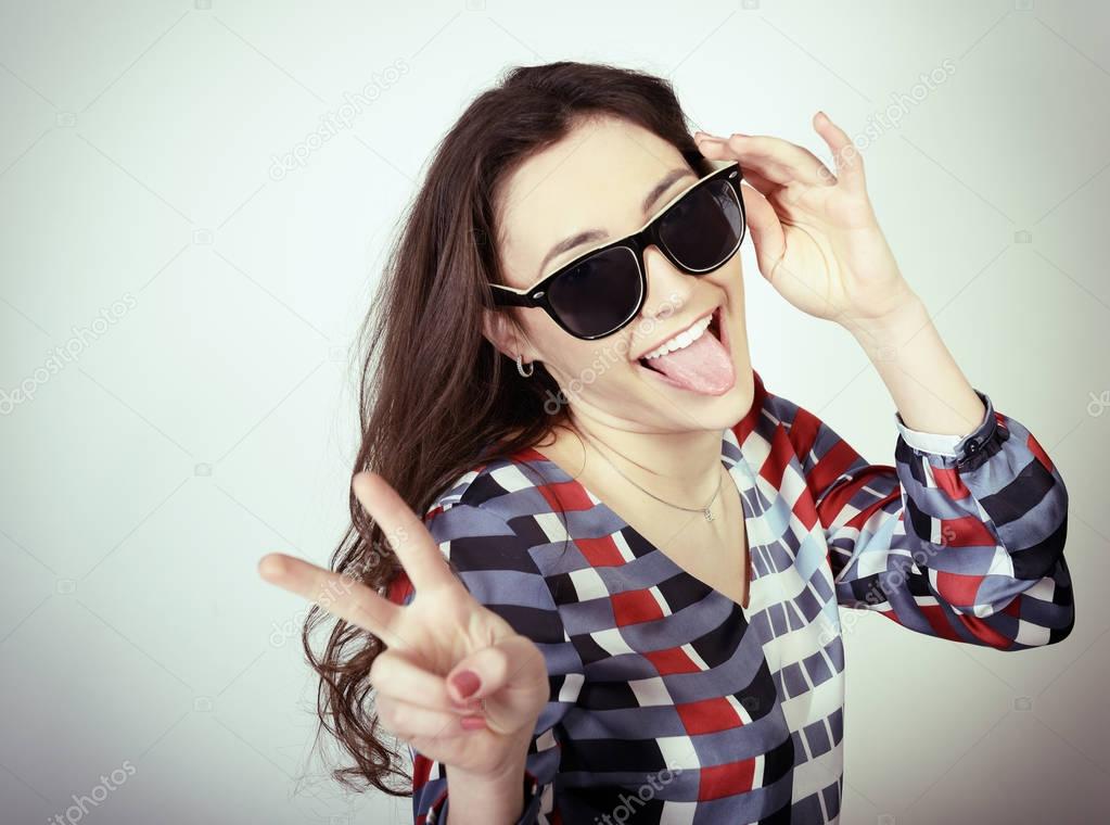 teen girl in sunglasses