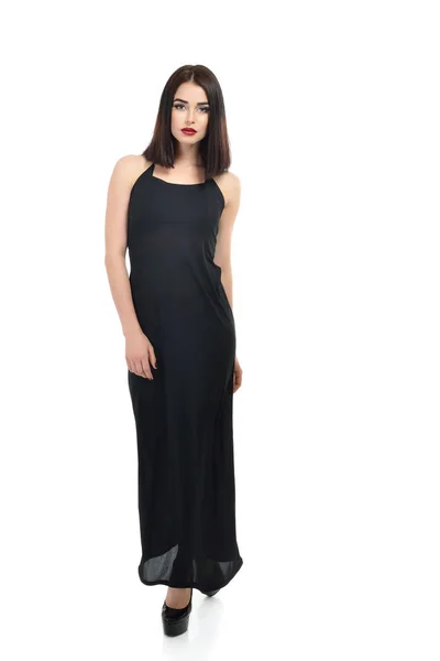 Mode vrouw in zwarte jurk — Stockfoto