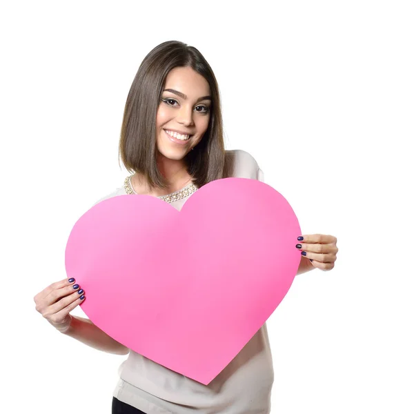 Donna con cuore — Foto Stock