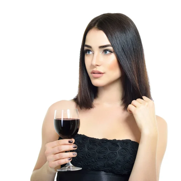 Vrouw met glas wijn — Stockfoto