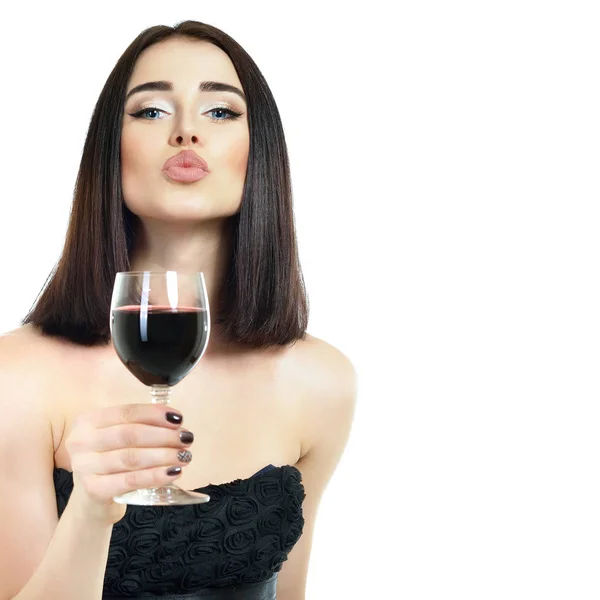 Mujer joven con vino —  Fotos de Stock