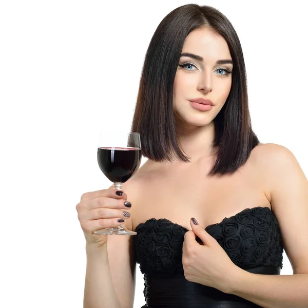 Hermosa mujer con vino —  Fotos de Stock