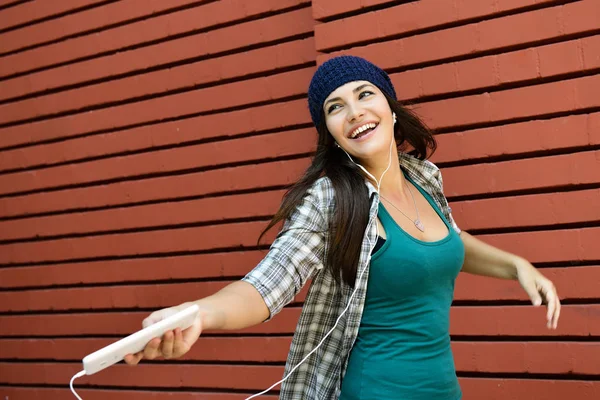 Hipster woman in blue hat — Stock Photo, Image