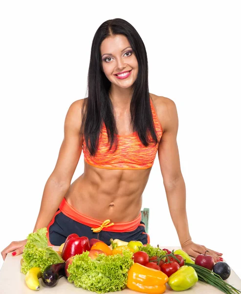 Fitness donna con verdure — Foto Stock