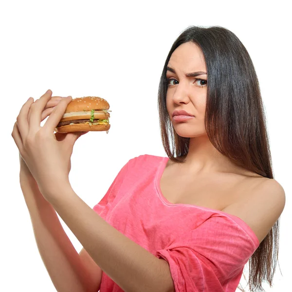 Elegance woman with fast food — Stock Photo, Image