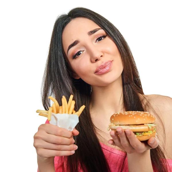 Elegance woman with fast food — Stock Photo, Image