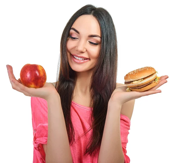 Mujer con comida rápida —  Fotos de Stock