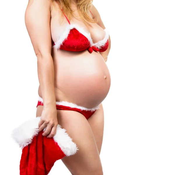 Vánoční těhotná žena — Stock fotografie