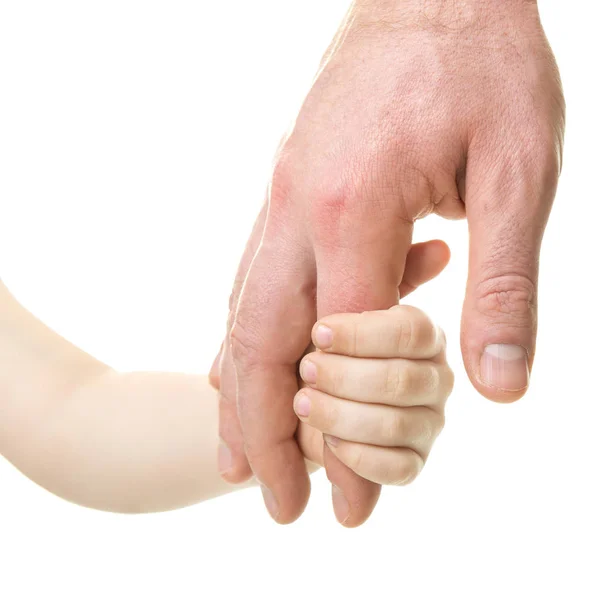 Vader leidt zijn kind. Vertrouwen, familie, bijstand, ouderschap, ch — Stockfoto