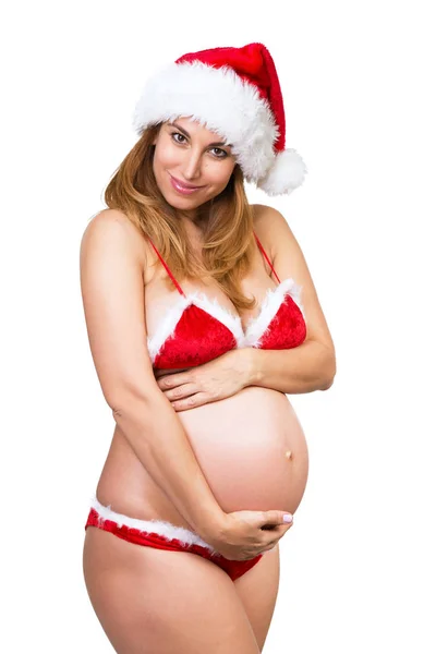 Pregnant woman waiting for baby. Christmas pregnant woman. Child — Stock Photo, Image