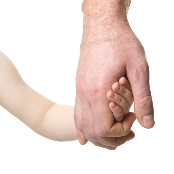 O pai guia o filho. Confiança, família, assistência, parentalidade, ch — Fotografia de Stock