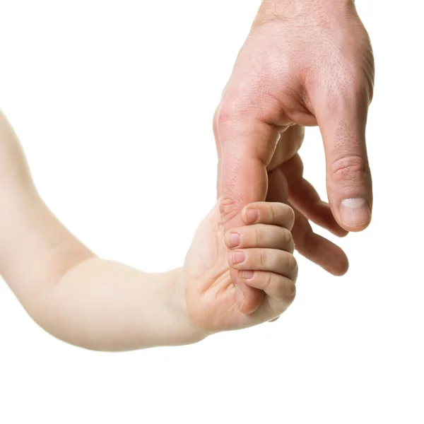 O pai guia o filho. Confiança, família, assistência, parentalidade, ch — Fotografia de Stock