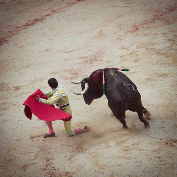 Peleas de toros. Corrida en Pamplona, Navarra, España, 10 de 20 de julio — Foto de Stock