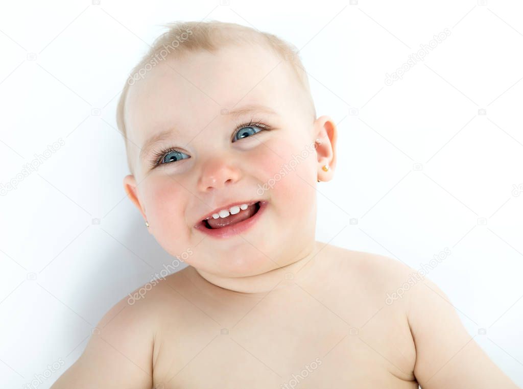 Adorable smiling kid. Portrait of laughing beautiful little girl
