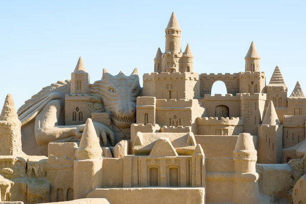 Sand castle at the beach.