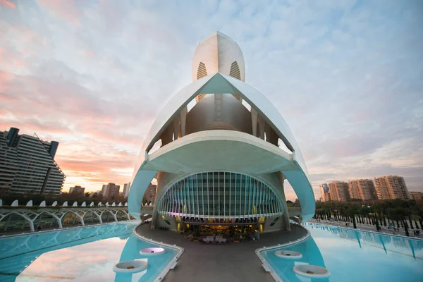 Modern Arkitektur Valencia Spanien Vacker Arkitektonisk Struktur Över Solnedgången Himlen — Stockfoto