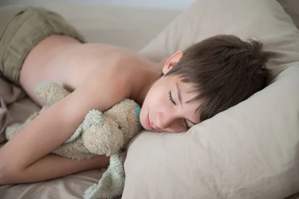 Adorable Boy Sleeping Home Healthy Child Sleep — Stock Photo, Image