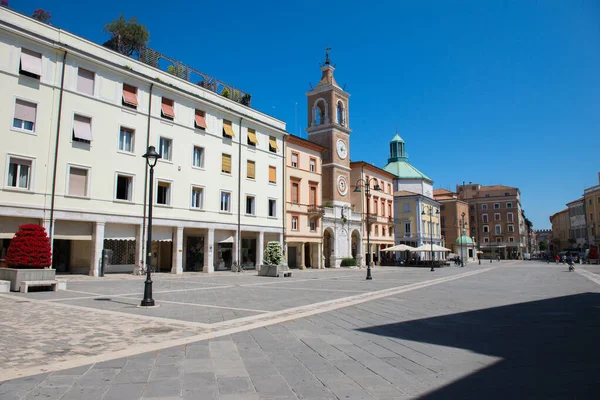 Pittoresk Utsikt Över Det Antika Torget Riminis Medeltida Stadskärna Italien — Stockfoto