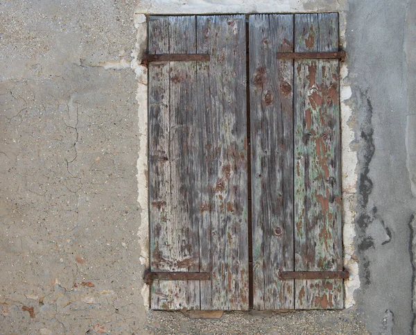 Old Dirty Wall Closed Window Shutters Aged Italian Street Wall — Stock Photo, Image