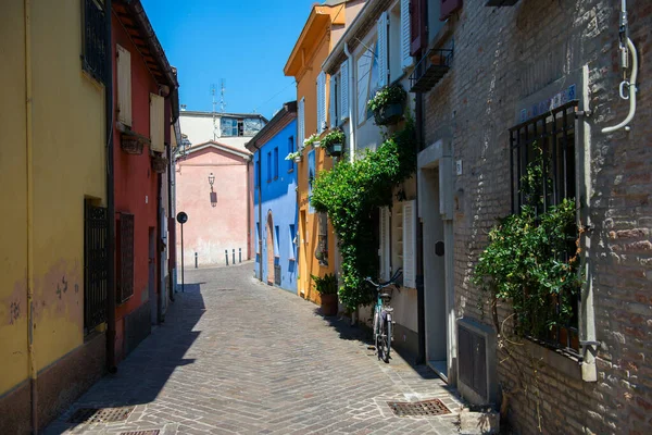 Rua Rimini Centro Cidade Antiga Férias Bela Emilia Romagna Itália — Fotografia de Stock