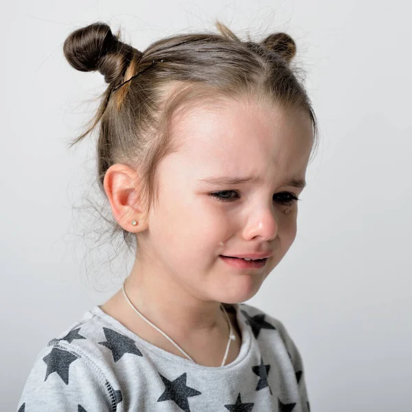 Crying Little Girl Upset Kid Sad Kid Portrait Cute Little — Stock Photo, Image