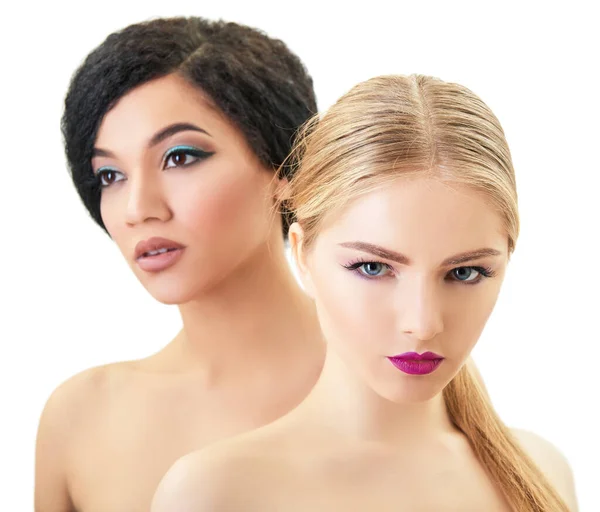 Zamilované Ženy Kavkazské Blond Dívka Krásné Mladé Dívky Pózující Studiu — Stock fotografie