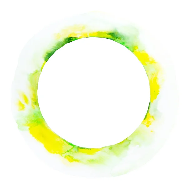 摘要黄绿色圆形水彩背景 手绘水彩画 生动的艺术背景 圆桌设计部分 — 图库照片