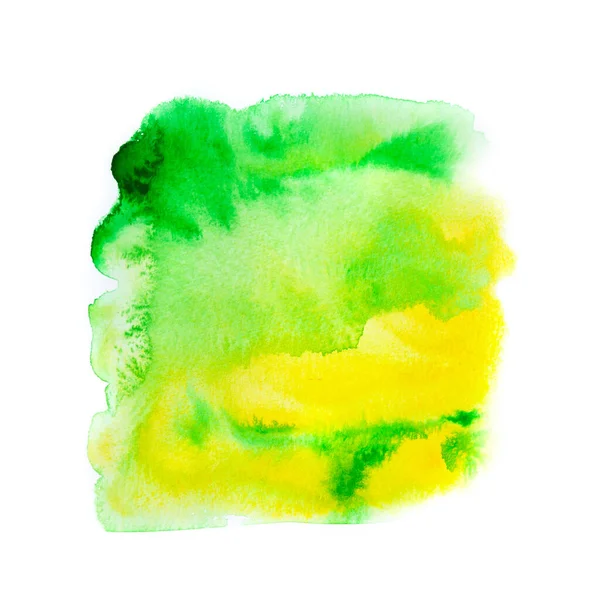 Abstrato Aquarela Amarela Verde Sobre Fundo Branco Ilustração Aquarela Desenhada — Fotografia de Stock