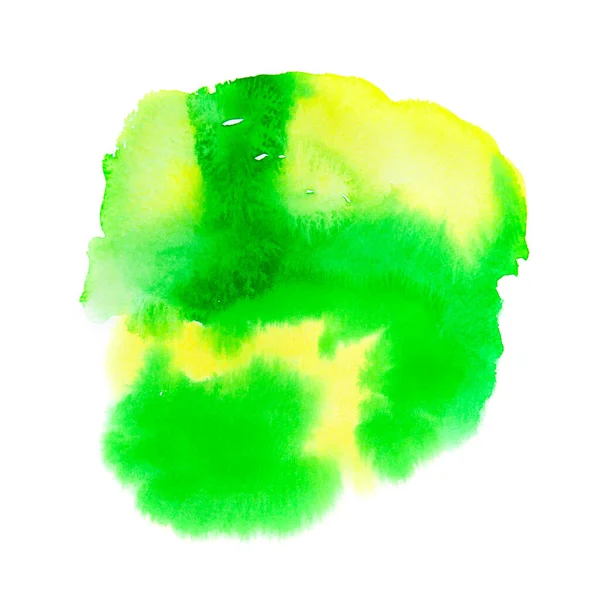 Абстрактная Желтая Зеленая Акварель Белом Фоне Ручной Рисунок Акварелью Яркий — стоковое фото