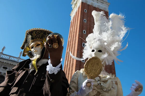 Carnaval Veneza Máscaras Carnaval Coloridas Festival Tradicional Veneza Itália Belas — Fotografia de Stock