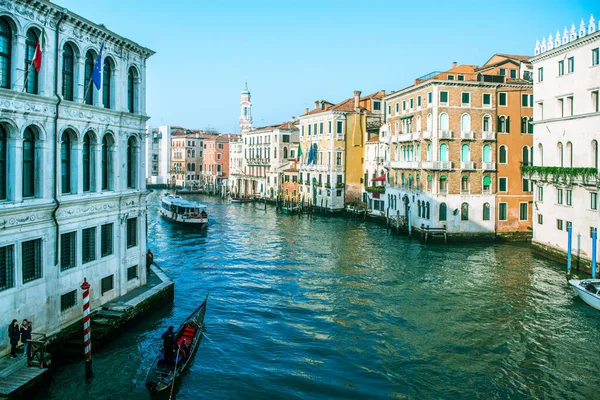 Gran Canal Con Góndolas Venecia Italia Hermosa Ciudad Italiana Romántica — Foto de Stock