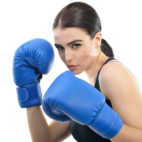 Chica Deportiva Haciendo Ejercicios Boxeo Foto Mujer Joven Con Guantes — Foto de Stock