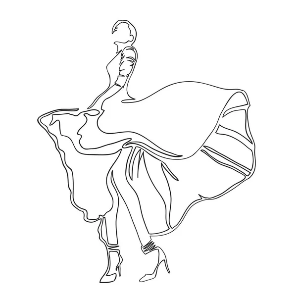 Mode Danse Illustration Une Danseuse Portant Une Robe Longue Sur — Photo