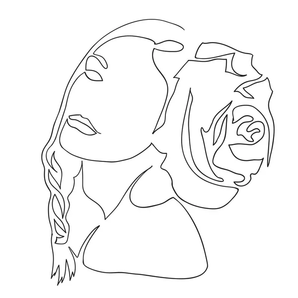 Модная Иллюстрация Девушки Линейный Рисунок Женского Лица Прически Минимализм Женская — стоковое фото