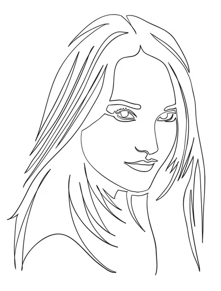 Illustrazione Moda Ragazza Disegno Continuo Linee Viso Femminile Minimalismo Trucco — Foto Stock