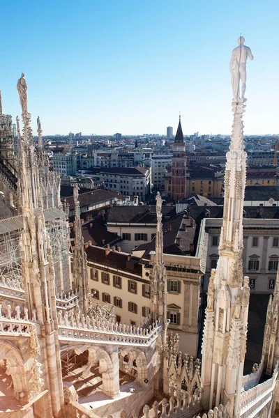 Střecha Milánské Katedrály Duomo Milano Itálie Jeden Největších Gotických Kostelů — Stock fotografie