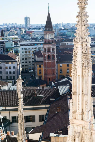 Střecha Milánské Katedrály Duomo Milano Itálie Jeden Největších Gotických Kostelů — Stock fotografie