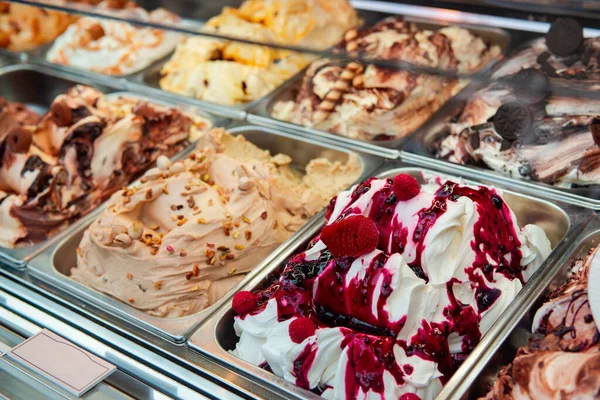 Sorvete Roma Itália Gelateria Italiana Café Sorvete Vitrine Com Doces — Fotografia de Stock