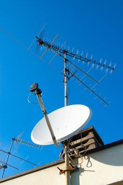 Çatıda uydu ve analog televizyon anteni var..