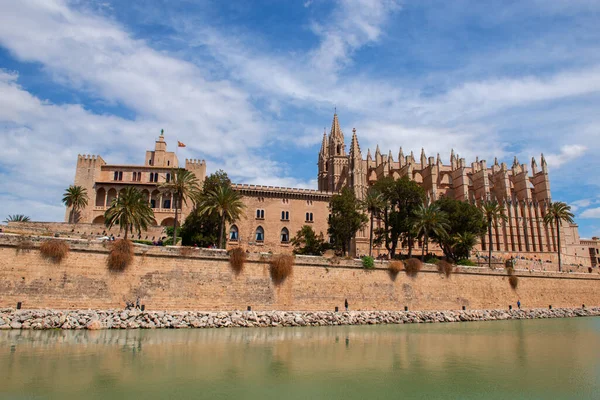 Panoramic View Seu Gothic Medieval Cathedral Palma Mallorca Spain — Stock Photo, Image